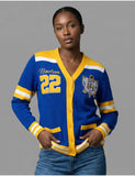 Big Boy Sigma Gamma Rho Divine 9 S8 Wool Sweater Cardigan [Royal Blue]