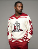 Big Boy Kappa Alpha Psi Divine 9 S5 Wool V-Neck Sweater [Ivory White]