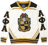 Big Boy Alpha Phi Alpha Divine 9 S5 Wool V-Neck Sweater [Ivory White]