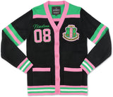 Big Boy Alpha Kappa Alpha Divine 9 S8 Wool Sweater Cardigan [Black]