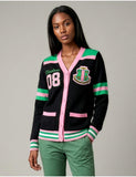Big Boy Alpha Kappa Alpha Divine 9 S8 Wool Sweater Cardigan [Black]