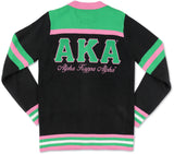 Big Boy Alpha Kappa Alpha Divine 9 S8 Wool Sweater Cardigan [Black]