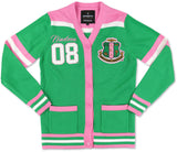 Big Boy Alpha Kappa Alpha Divine 9 S8 Wool Sweater Cardigan [Green]