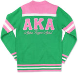 Big Boy Alpha Kappa Alpha Divine 9 S8 Wool Sweater Cardigan [Green]
