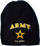 U.S. Army Arch Text New Star Short Beanie Cap [Black]