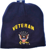 U.S. Navy Veteran Wings Short Beanie Cap [Navy Blue]