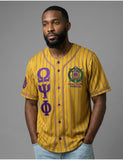 Big Boy Omega Psi Phi Divine 9 S1 Baseball Jersey [Gold]