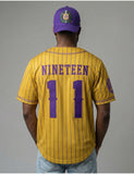 Big Boy Omega Psi Phi Divine 9 S1 Baseball Jersey [Gold]