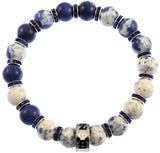 Zeta Phi Beta Stone Sodalite Bead Bracelet With Stainless Steel Charm [Blue/White]