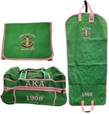 Buffalo Dallas Alpha Kappa Alpha 3 Piece Travel Bag Bundle With Cosmetic Bag [Green]