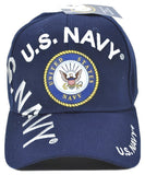U.S. Navy Emblem C1403 Shadow Text Mens Cap [Navy Blue]