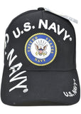 U.S. Navy Emblem C1403 Shadow Text Mens Cap [Black]
