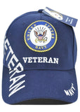 Navy Emblem Veteran C1453 Shadow Text Mens Cap [Navy Blue]