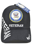 Navy Emblem Veteran C1453 Shadow Text Mens Cap [Black]