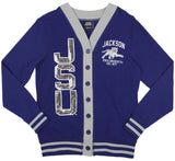 Big Boy Headgear Jackson State Tigers S8 Sequin Womens Cardigan [Navy Blue]