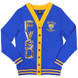 Big Boy Headgear Fort Valley State Wildcats S8 Sequin Womens Cardigan [Royal Blue]