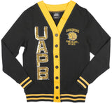 Big Boy Headgear Arkansas At Pine Bluff Golden Lions S8 Sequin Womens Cardigan [Black]