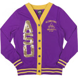 Big Boy Headgear Alcorn State Braves S8 Sequin Womens Cardigan [Purple]
