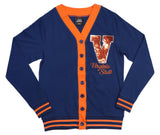 Big Boy Headgear Virginia State Trojans S7 Sequin Letter Womens Cardigan [Navy Blue]