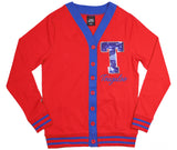 Big Boy Headgear Tougaloo College S7 Sequin Letter Womens Cardigan [Red]