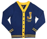Big Boy Headgear Johnson C. Smith Golden Bulls S7 Sequin Letter Womens Cardigan [Navy Blue]