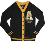 Big Boy Headgear Alabama State Hornets S7 Sequin Letter Womens Cardigan [Black]