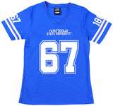 Big Boy Headgear Fayetteville State Broncos S2 Womens Football Jersey Tee [Royal Blue]