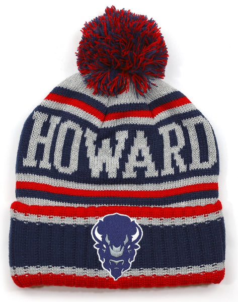 Big Boy Howard Bison S51 Mens Cuff Beanie Cap with Ball [Navy Blue]