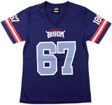 Big Boy Headgear Howard Bison S2 Womens Football Jersey Tee [Navy Blue]
