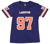 Big Boy Headgear Langston Lions S2 Womens Football Jersey Tee [Navy Blue]