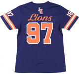 Big Boy Headgear Langston Lions S2 Womens Football Jersey Tee [Navy Blue]