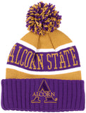 Big Boy Headgear Alcorn State Braves S256 Unisex Adult Beanie With Ball [Purple]