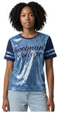 Big Boy Headgear Spelman Jaguars S8 Womens Sequin Tee [Sky Blue]