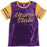 Big Boy Headgear Alcorn State Braves S8 Womens Sequin Tee [Purple]
