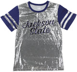 Big Boy Headgear Jackson State Tigers S8 Womens Sequin Tee [Grey]