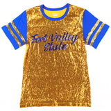Big Boy Headgear Fort Valley State Wildcats S8 Womens Sequin Tee [Gold]