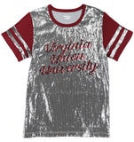 Big Boy Headgear Virginia Union Panthers S8 Womens Sequin Tee [Grey]