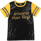 Big Boy Headgear Arkansas At Pine Bluff Golden Lions S8 Womens Sequin Tee [Black]