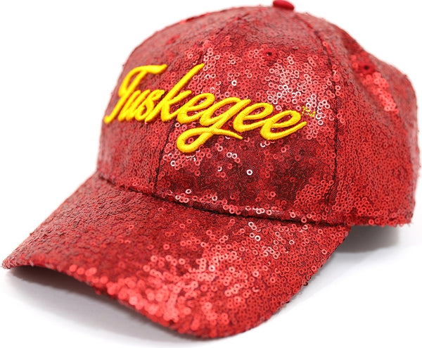 Big Boy Tuskegee Golden Tigers S141 Ladies Sequins Cap [Crimson Red]