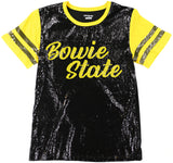 Big Boy Headgear Bowie State Bulldogs S8 Womens Sequin Tee [Black]