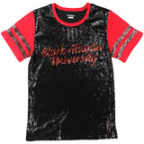 Big Boy Headgear Clark Atlanta Panthers S8 Womens Sequin Tee [Black]