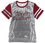 Big Boy Headgear Texas Southern Tigers S8 Womens Sequin Tee [Grey]