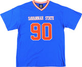 Big Boy Headgear Savannah State Tigers S1 Womens Loose Fit V-Neck Short Sleeve Tee [Royal Blue]
