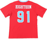 Big Boy Headgear Delaware State Hornets S1 Womens Loose Fit V-Neck Short Sleeve Tee [Red]