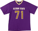 Big Boy Headgear Alcorn State Braves S1 Womens Loose Fit V-Neck Short Sleeve Tee [Purple]