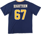 Big Boy Headgear Johnson C. Smith Golden Bulls S1 Womens Loose Fit V-Neck Short Sleeve Tee [Navy Blue]
