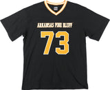 Big Boy Headgear Arkansas At Pine Bluff Golden Lions S1 Womens Loose Fit V-Neck Short Sleeve Tee [Black]