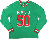 Big Boy Headgear Mississippi Valley State Delta Devils S1 Womens Football Long Sleeve Jersey Tee [Green]