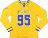 Big Boy Headgear Fort Valley State Wildcats S1 Womens Football Long Sleeve Jersey Tee [Gold]