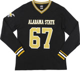 Big Boy Headgear Alabama State Hornets S1 Womens Football Long Sleeve Jersey Tee [Black]